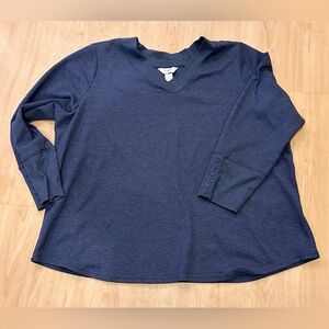 CJ Banks Navy V-Neck Top NWOT